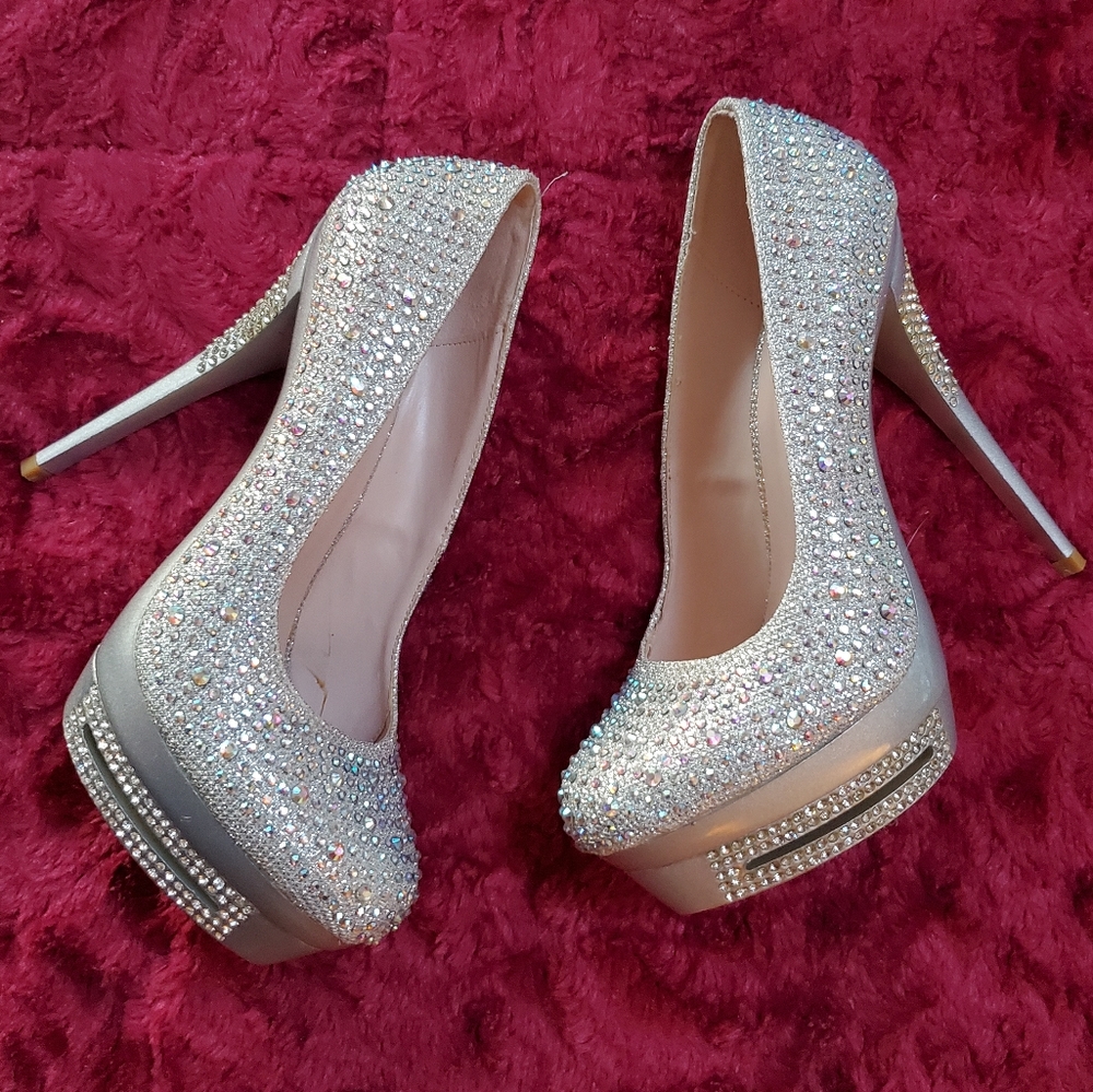 ALLURE SEXY SILVER RHINESTONE STILETTOS